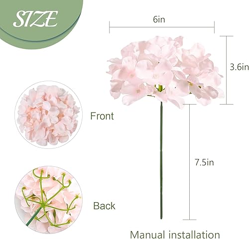 Miniatura 9 de Auihiay 36 cabezas de hortensias de seda con tallos, flores de hortensias artificiales, cabezas de flores de seda azules para centro de mesa de