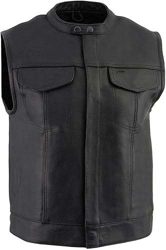 Miniatura 36 de Milwaukee Leather Chaleco de cuero premium para motociclista estilo club para hombre LKM SH