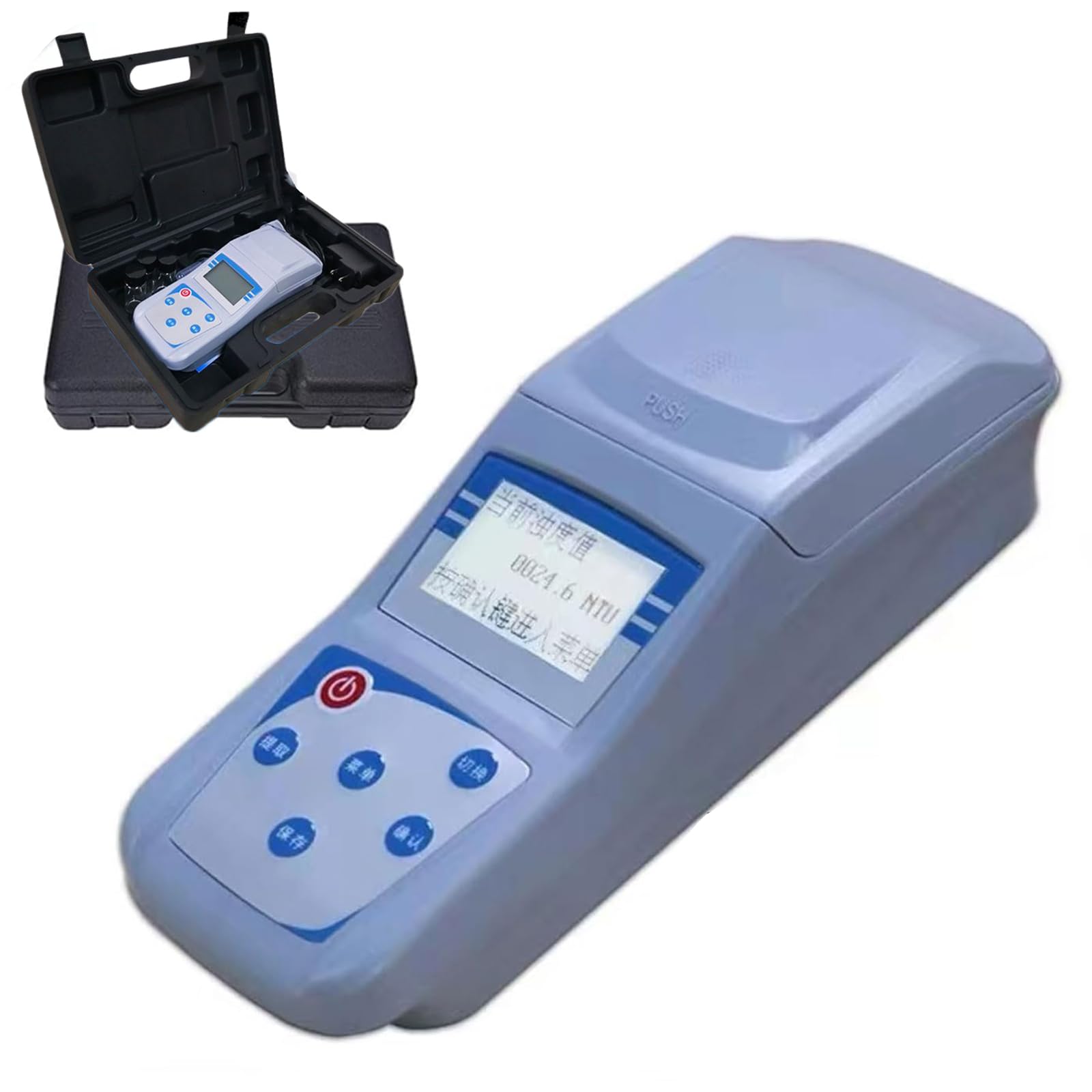 Medidor de turbidez digital, turbímetro de agua portátil con pantalla retroiluminada, calibración de 2 a 7 puntos, rango de medición de 0 a 1000 NTU, ideal para uso en laboratorio y plantas