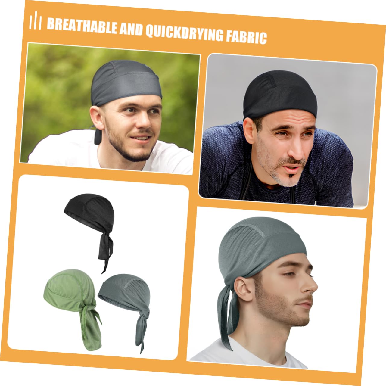 NULYLU Men's Women's Quick Dry Hat Turban Skull Cap Bandanas Cooling Head Wrap Summer Beanie Liner Motorcycle Skull Cap Multi