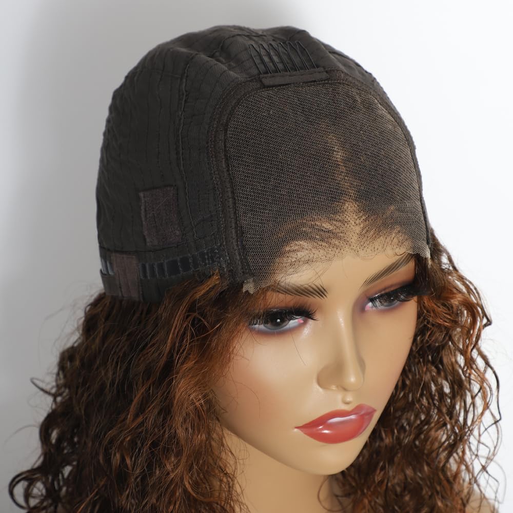 Karlami Ombre Curly Bob Wig Human Hair Pre Plucked Wear And Go Glueless Bob Wig 4x4 Hd Honey Blonde Highlight Lace Front Wig Human Hair Wet And Wavy 180% Density (T Brown/30 Ombre Color, 12 inches)