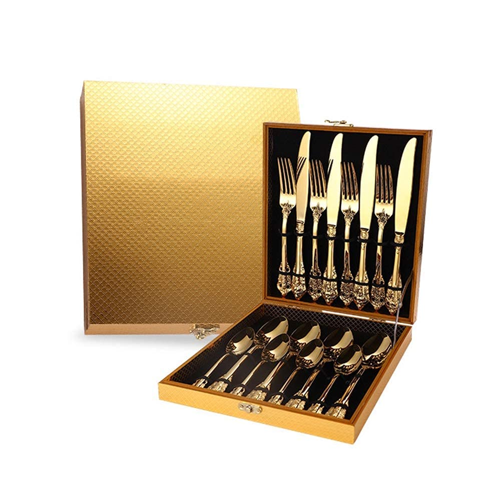 Set de couverts dorés sculptés pour mariages et grands repas de fête