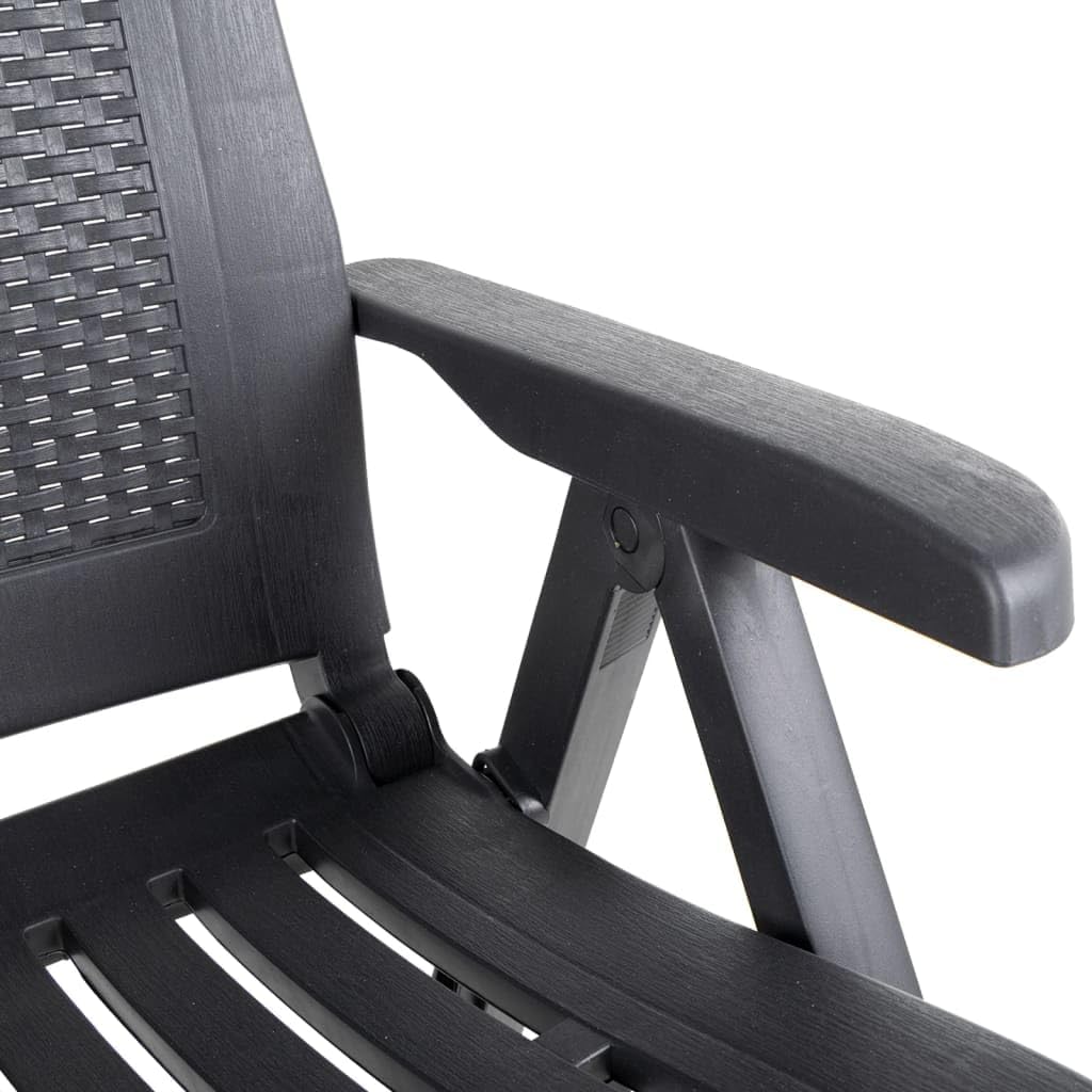 Patio Reclining Chairs 2 pcs,Bistro Chairs,Lounge Chairs,Lawn Chairs,Camping Chair,Beach Chairs,Poolside Chairs,Indoor Chair,Reclining Backrest,for Lawn,Garden,Backyard,Poolside,Plastic Anthracite