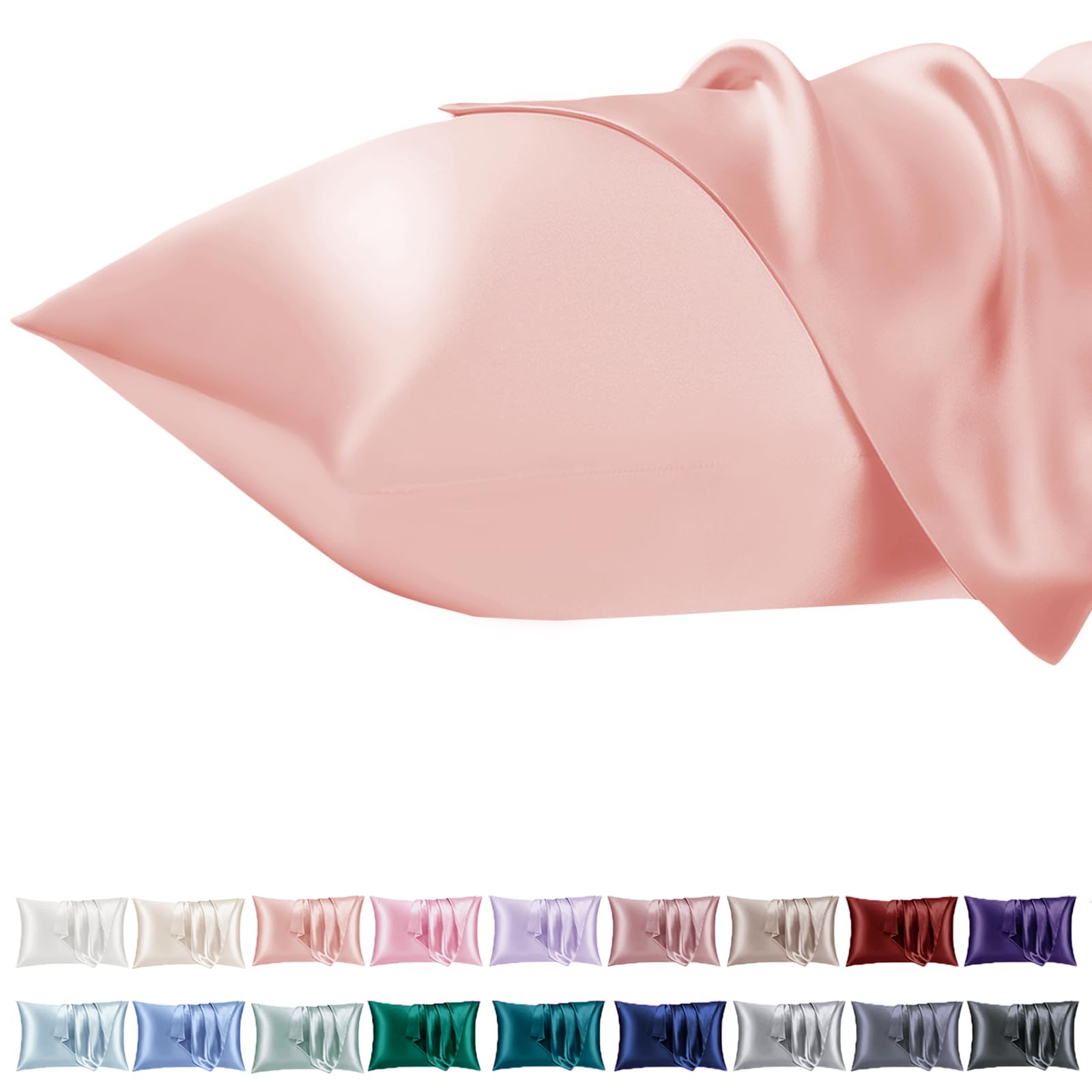 Vielit 2er Set Satin Kissnbezug mit Zip Closure