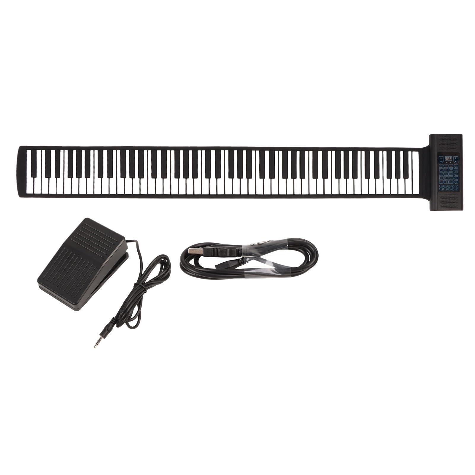 Roll-Up-Piano, Tragbares Elektronisches Klavier mit 88 Tasten, Bluetooth-Soft-Tastatur mit Zwei Lautsprechern, Faltbar Pädagogische Elektronische Digitale Musik-Klaviertastatur für(Schwarz)