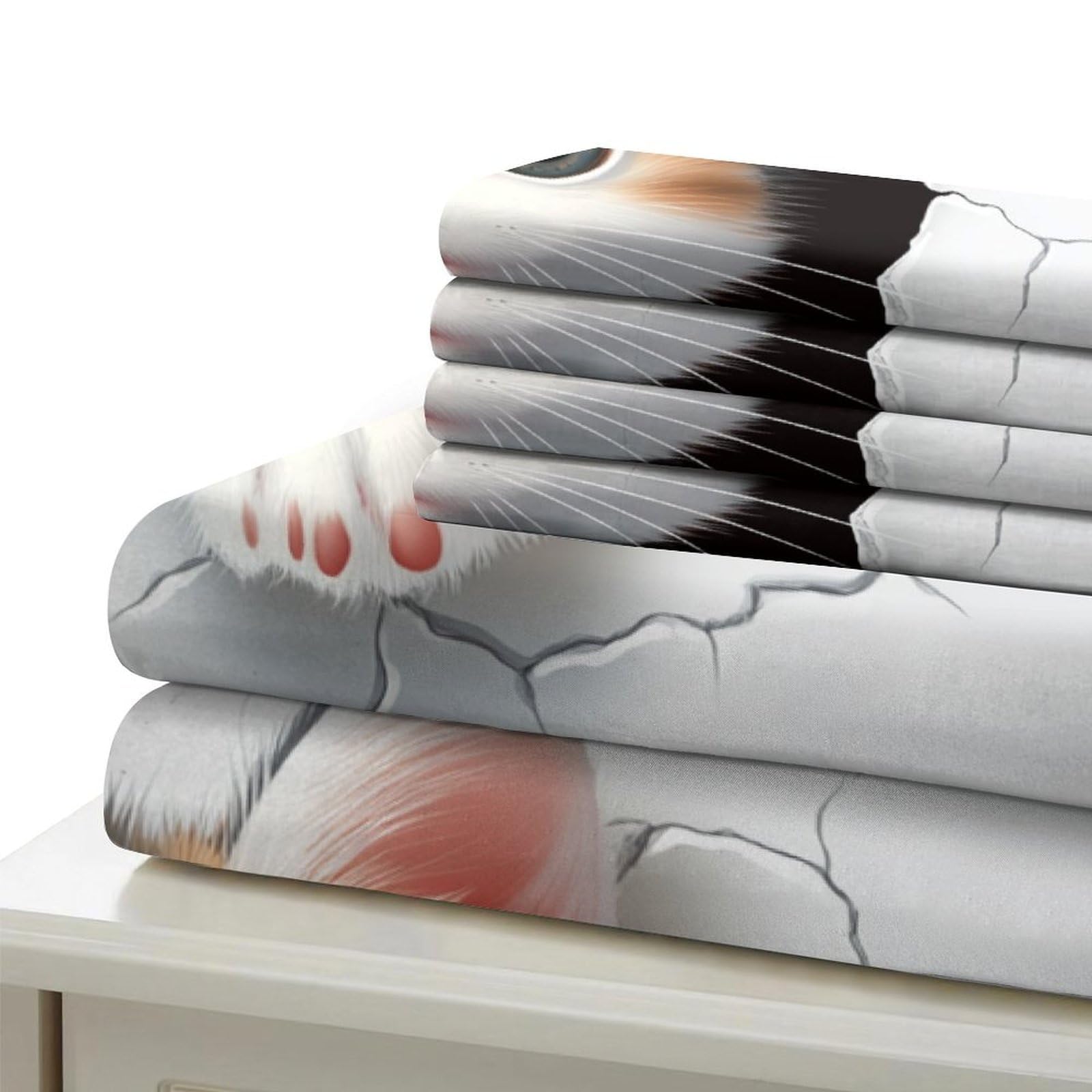 Gattino carino che sbircia 3D Stampa Coperta Letto 3pz Microfibra Antimacchia Fumetto digitale Coperteletto 2 federe Resistente Sbiadimento Adulti Coppie Super king（260x220cm）