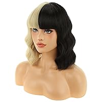 Vista 21 de Peluca BERON sintética con flequillo, para mujer y niña, 35,5 cm de largo, de pelo corto ondulado, elegante