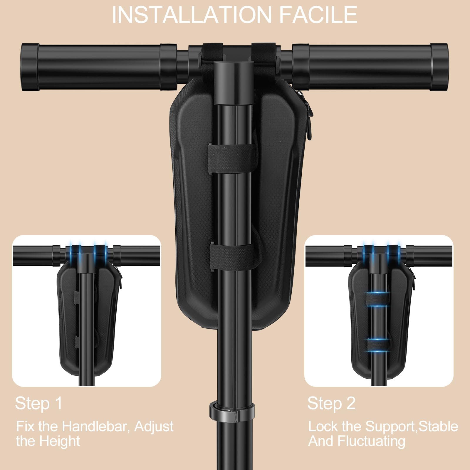 Borsa Monopattino Elettrico 3L, Borsamonopattino Impermeabile Antiurto, Borsa da Manubrio,Tasca Grande Capacità Scooter Anteriore di Stoccaggio, Accessorio per Scooter Elettrico
