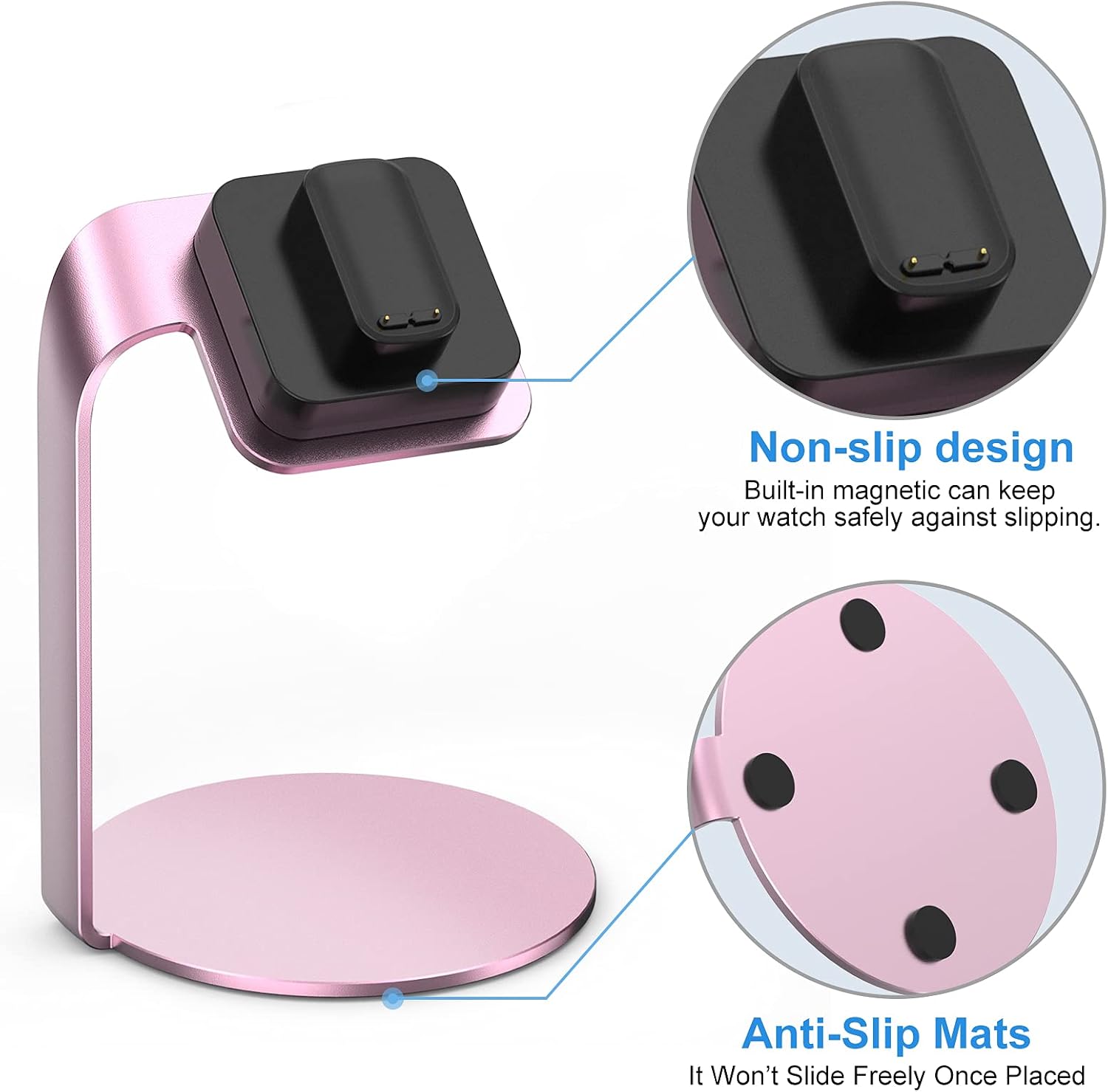 FITA Charger Dock Compatible with Fitbit Luxe/Fitbit Charge 5, Charger Stand Charging Cable Dock Station Base Cradle with 3.2ft USB Cord Accessories (Light Pink)