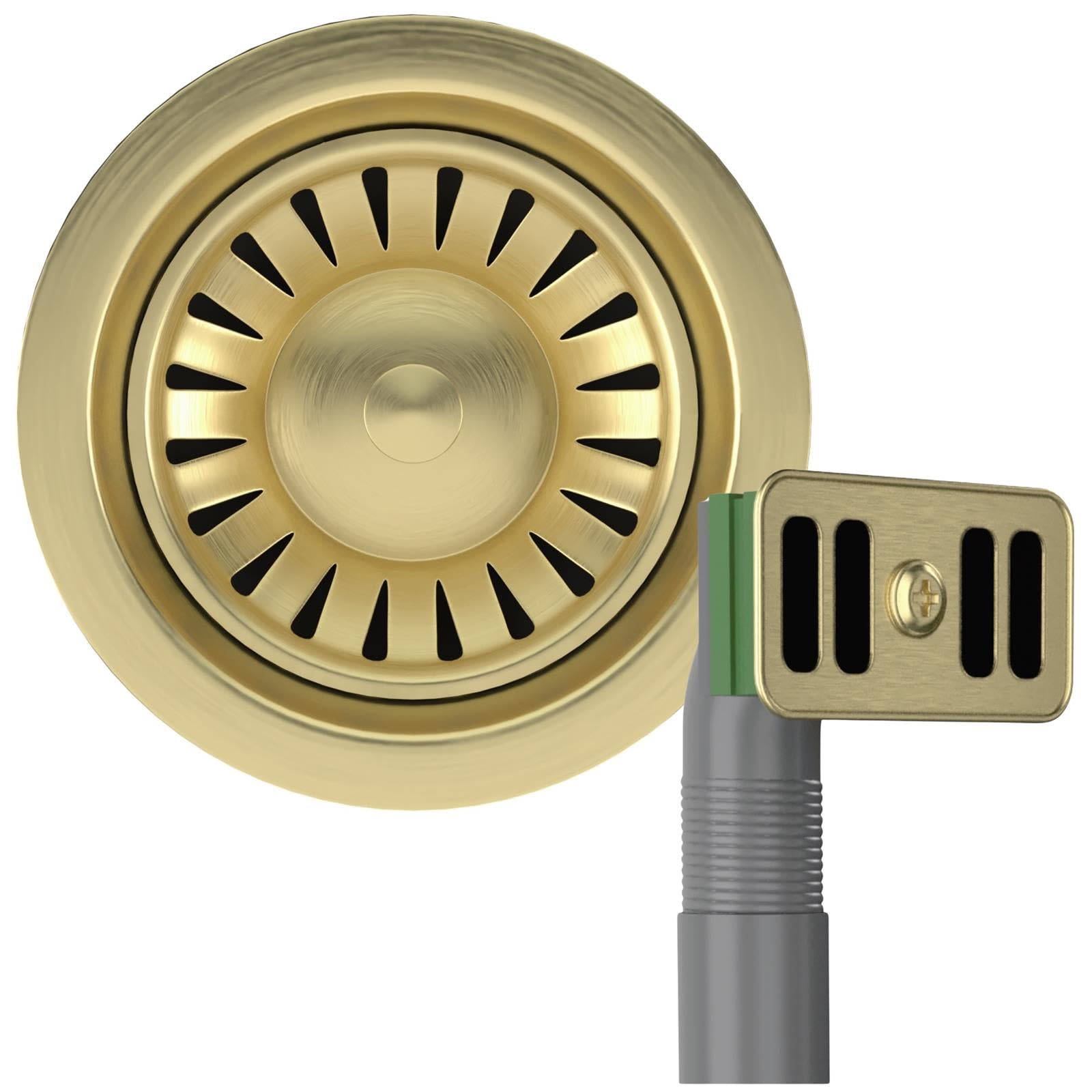 Liquida Brushed Brass Swo2br Kitchen Sink Basket Strainer Waste With Overflow