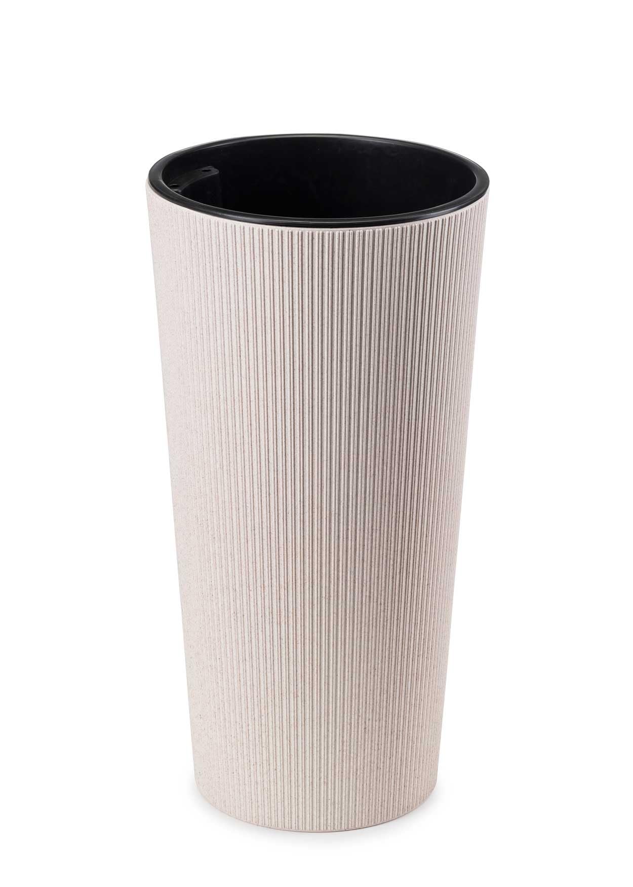 Lot de 2 grands pots de fleurs avec insert pour jardinière, beige, en plastique, pour décoration de salon ou de jardin | Lot de 2 cache-pots (30 x H57 cm et 25 x H46 cm)