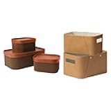 LA JOLIE MUSE Storage Baskets for Organizing Camel Set 2 and Fluted Cardboard Storage Baskets Chocolate Brown, Set of 3
