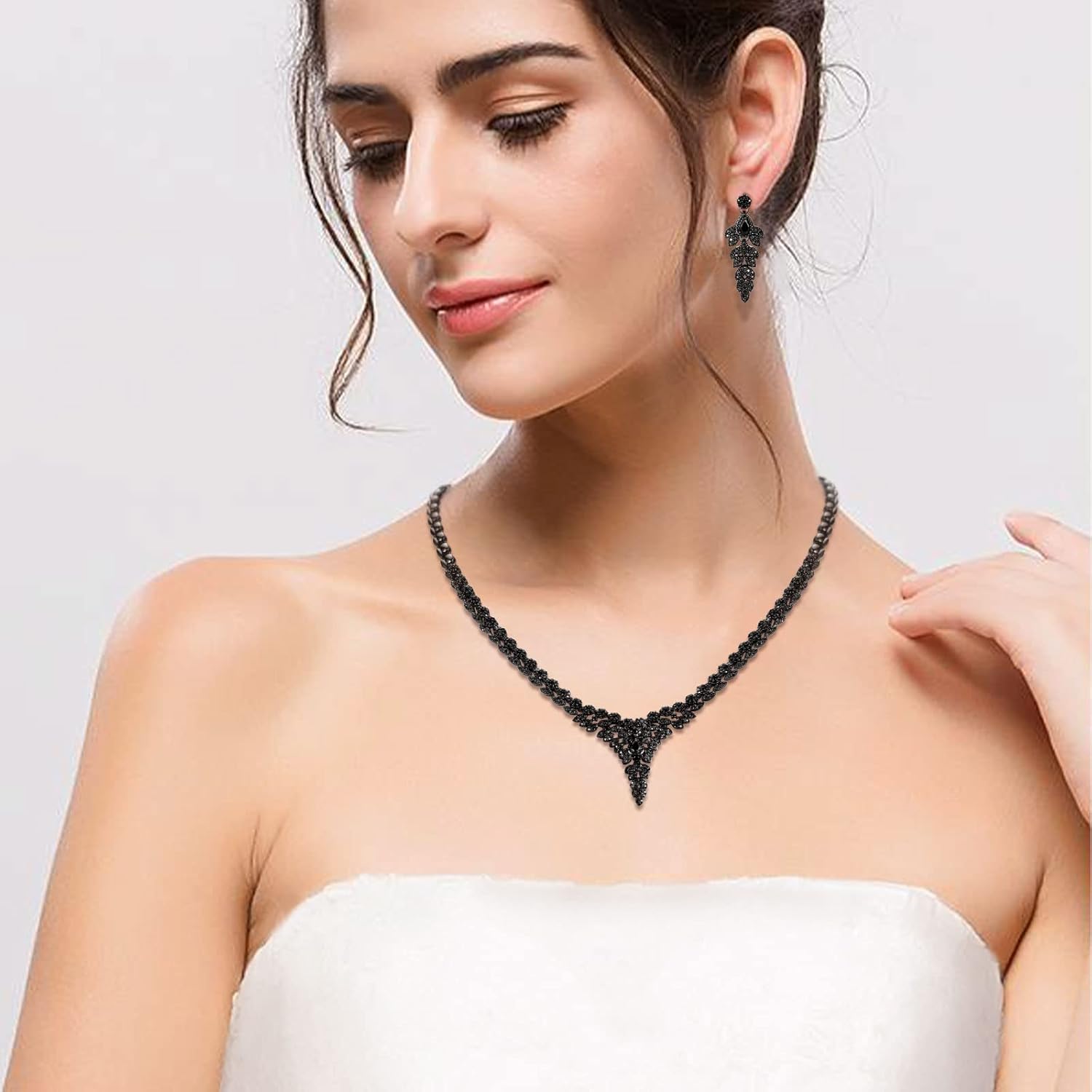 Miniatura 3 de Wedding Jewelry Set for Bride Bridal Jewelry Set for Wedding Cubic Zirconia Necklace Earrings Bracelet Sets for Bride Silver Jewelry Set for Women