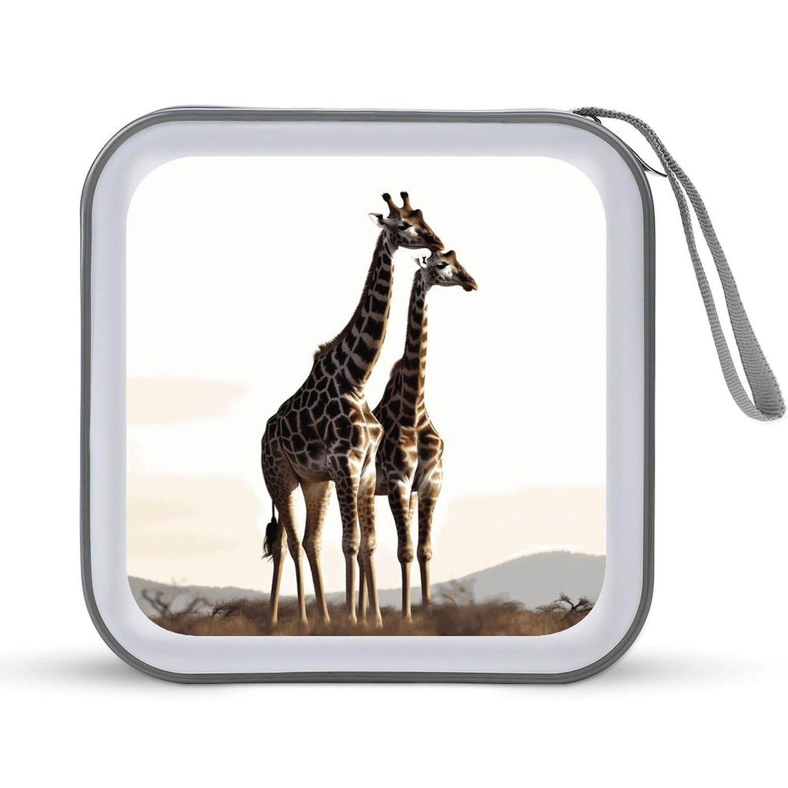 VstaDank African Giraffe CD Case with Hand Strap Lightweight DVD Wallet Holder 40 Capacity CD/DVD Case Wallet Protective CD Wallet CD/DVD Portable Storage Binder for Car Home Office