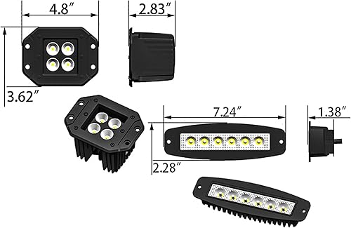 Miniatura 5 de TIOYAR Textura de parachoques trasero negro con 4 luces LED + anillo en D + agujero de montaje para sensor compatible con Ford Bronco 2021-2023 (no