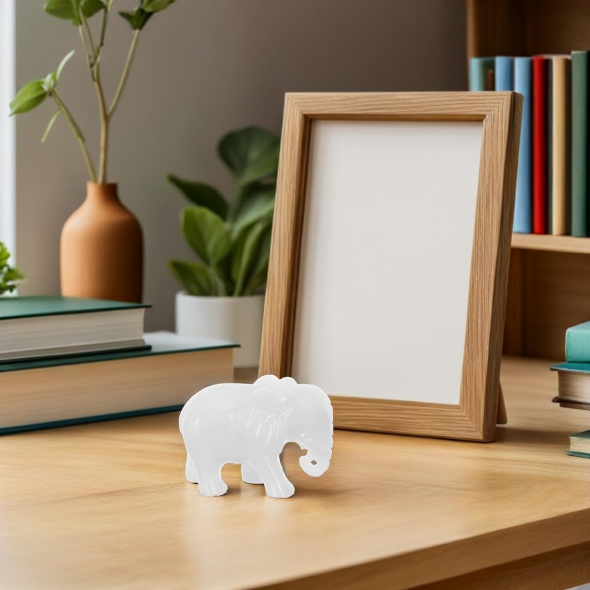 PACKOVE Escultura de Elefante de Jade Tallada y Amuleto de Buena Suerte Figura Decorativa Adorable Estatua de Animal Coleccionable para Hogar