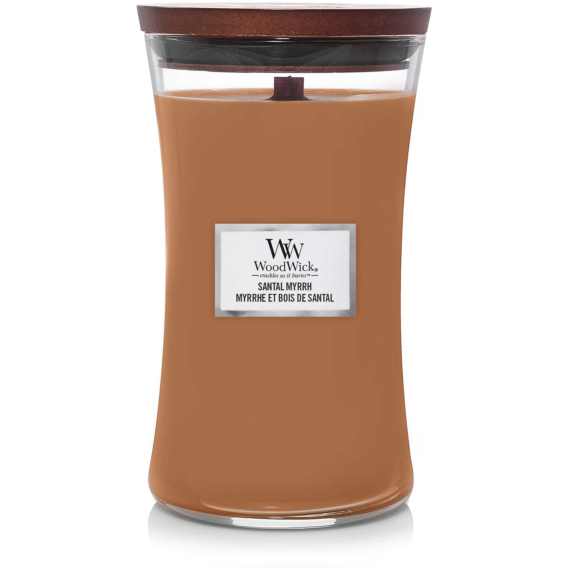 WoodWick Large scented candle with crispy wick | Santal Myrrh | Up to 130 hours burn time