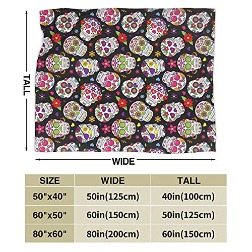 Pavqwej Flannel Fleece Throw Blanket,Mexican Sugar Skulls Home Decor Perfect For Bed And Sofa Blankets With Pillowcase Cover（18"X 18"） For All Season Microfiber Durable Couch Blankets（50"X 40"） #TOP3