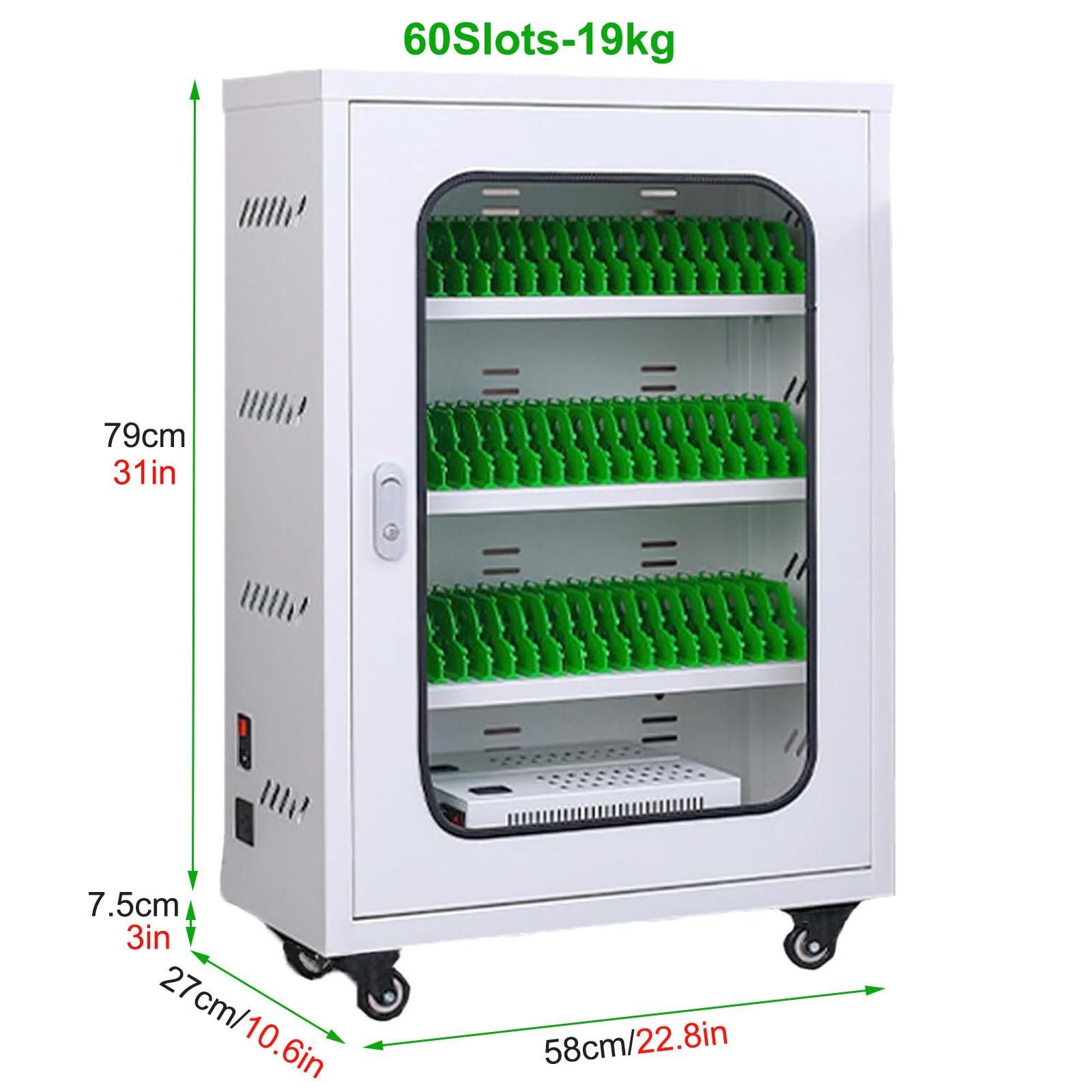 Estación de Carga for teléfonos gabinete de Carga móvil con Cerradura y Ruedas universales Carrito de Carga multidispositivo for bibliotecas de oficinas y universidades(60slots)