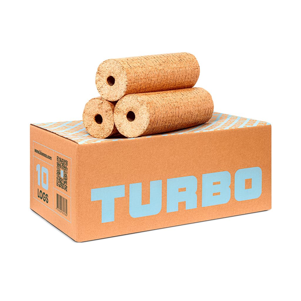Turbo Hartholzbriketts | Extra hohe Hitzeabgabe | Jeder Brikett-Karton enthält 10 Briketts und wiegt 20 kg | Kompatibel mit Allen holzbefeuerten Geräten | 8 x 20kg Karton