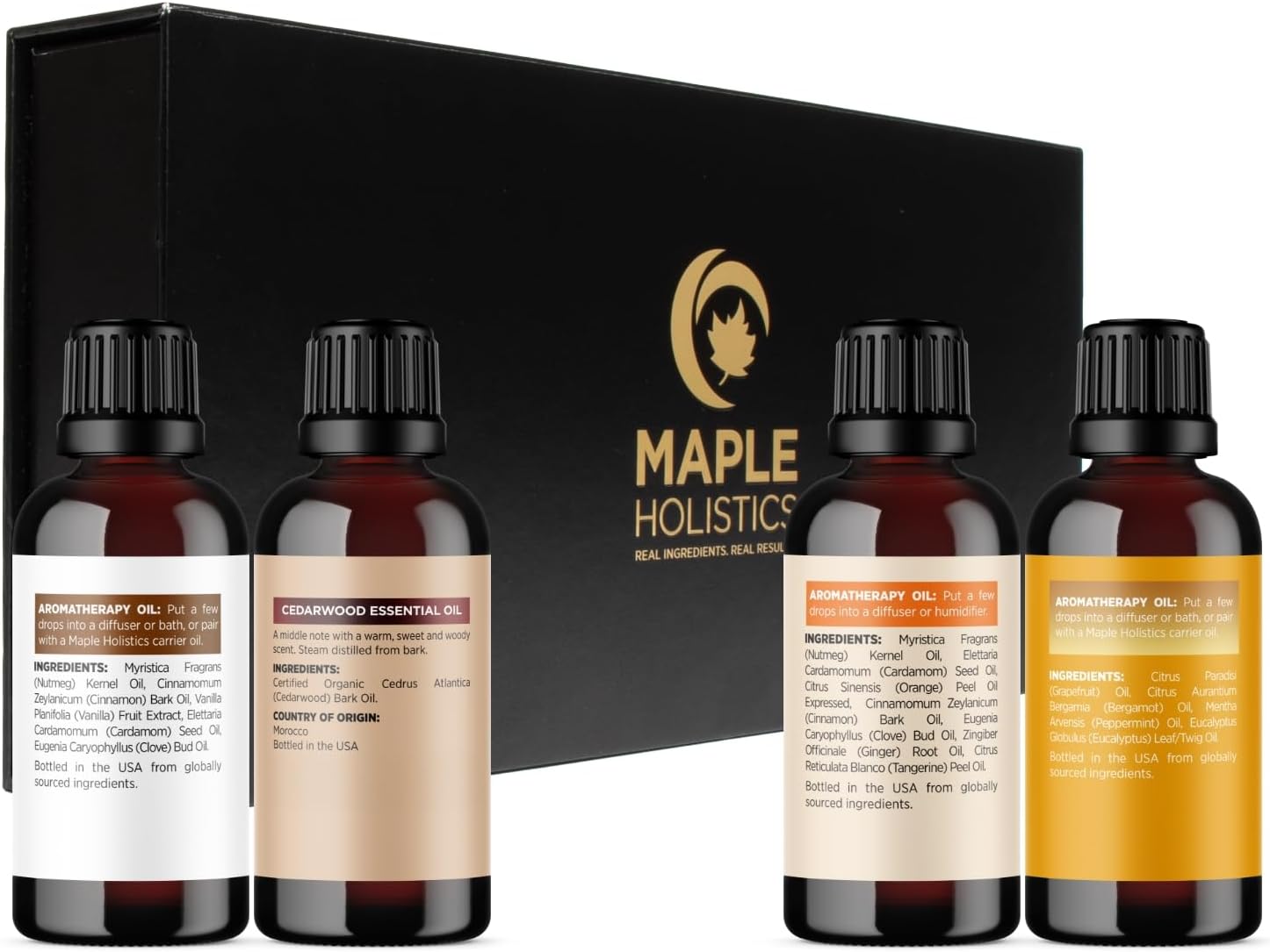 Fall Essential Oils Set for Diffuser - Extra Large 100% Pure Autumn Essential Oil Blends Gift Set with Pumpkin Spice Cedarwood Vanilla Spice & Focus - Aromatherapy Gift for All Occasions (4x30mL)