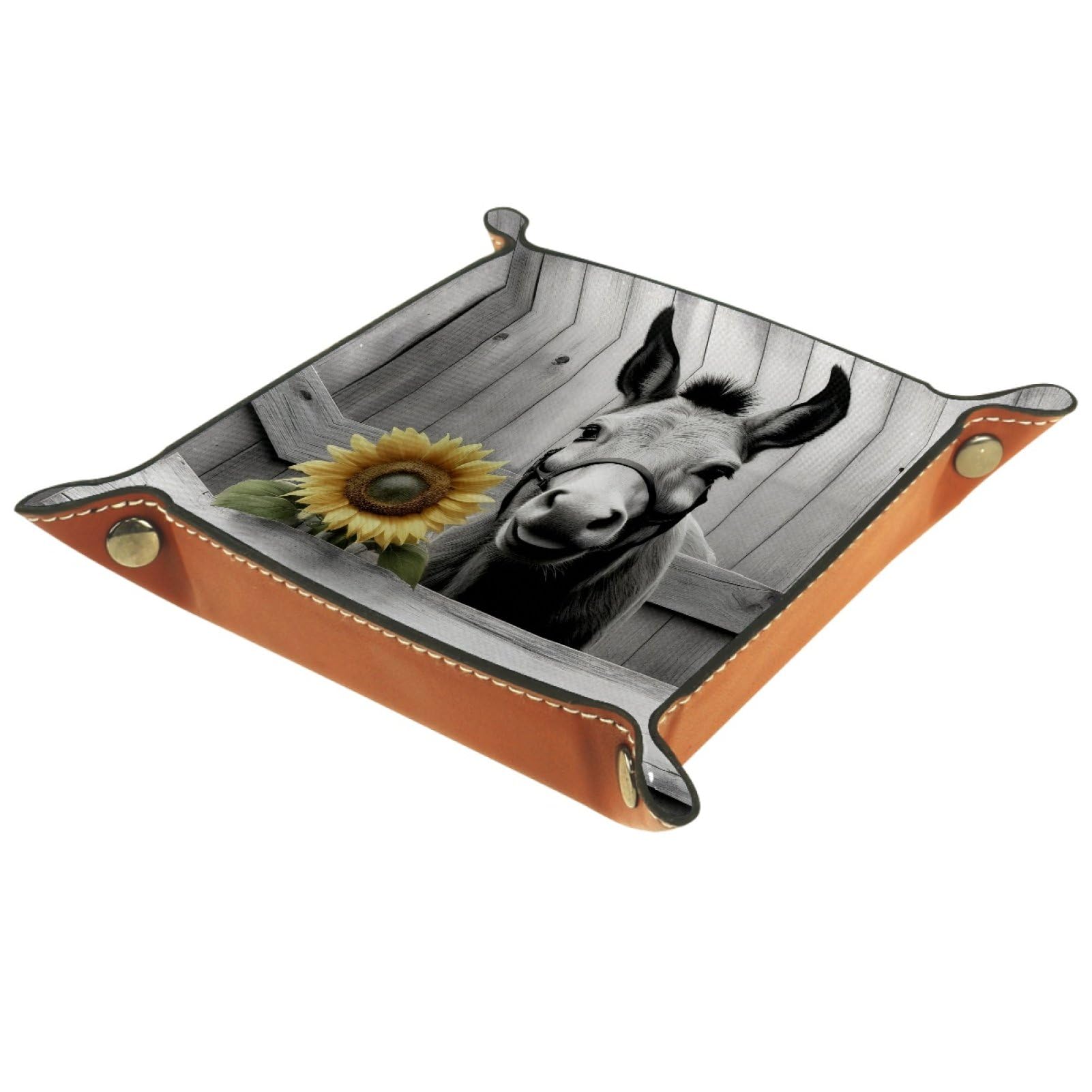 VAPOKF Donkey Sunflower Dice Tray, Folding Microfiber Leather Dice Holder for Dungeons and Dragons RPG Dice Gaming D&D and Other Table Games