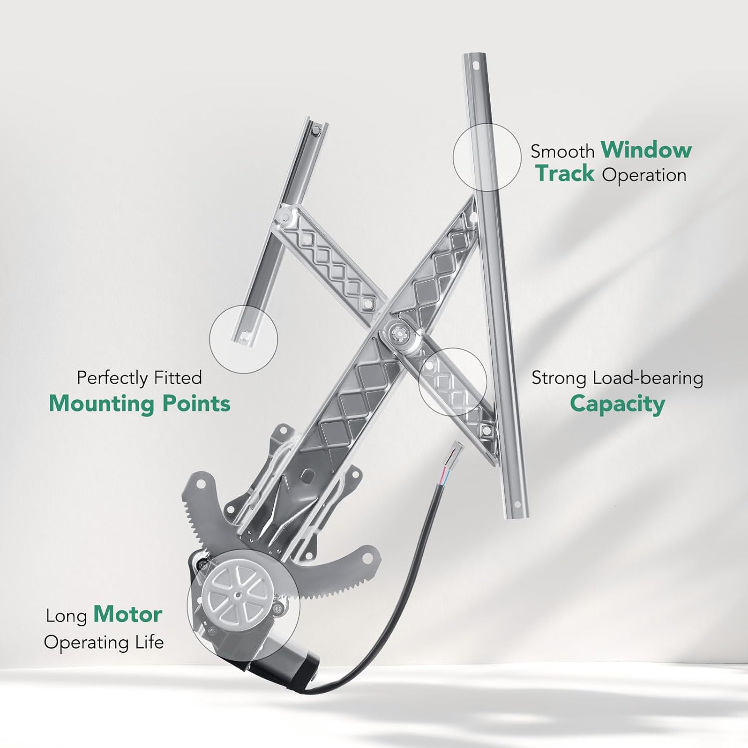 YHTAUTO Front Driver Side Power Window Regulator With 2-Pin Motor Assembly for Ford Expedition 1997-2002 Sport Utility, F-150 2001 Crew Cab & Lincoln Navigator 1998-2002 Sport Utility