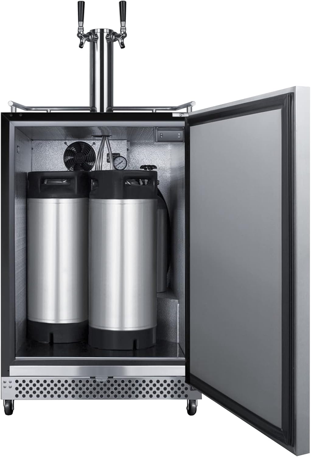 Summit Appliance SBC696OSCFTWIN 24" Wide Built-In Outdoor Cold Brew Coffee Kegerator; Dual Tap Kit; Weatherproof; Full-sized Coffee Dispenser; Digital Thermostat; Automatic Defrost