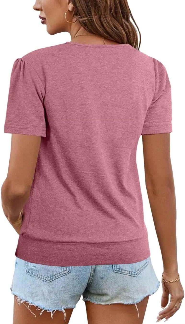 VahRuta Women's Short Sleeve Tunic Tops Scoop Neck Banded Bottom Summer T Shirt for Leggings - Image 3