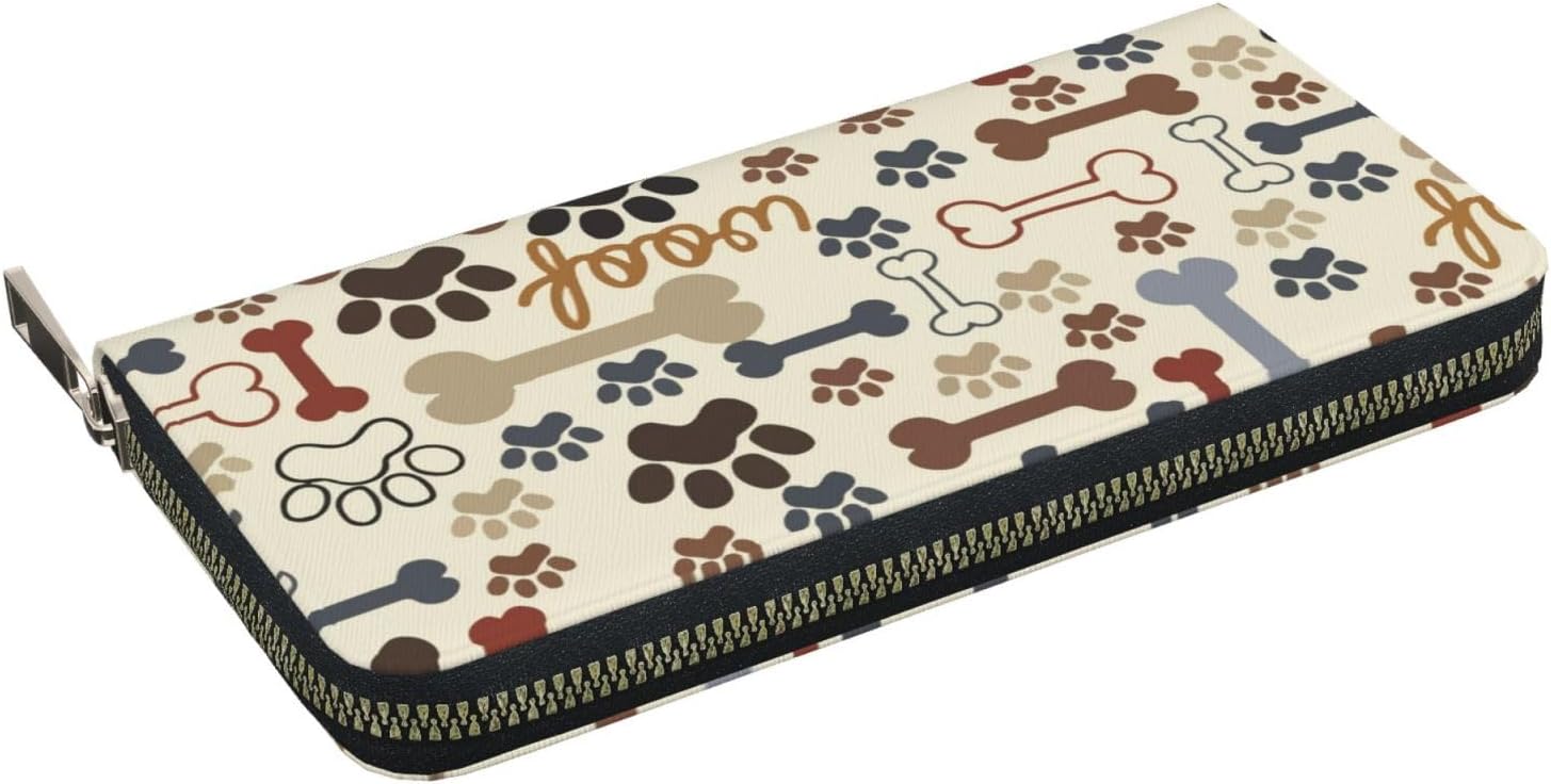 Dog Paw Prints Bones Wallet for Men Women Elegant Long Clutch Zip Around Travel Leather Coin Purse Large Capacity Credit Card Holder Handbag - Image 8