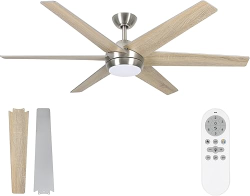 Ventilador de techo de interiores, de 52 pulgadas, de estilo moderno, con kit de luz, aspas y motor reversibles, ETL para sala de estar, dormitorio,