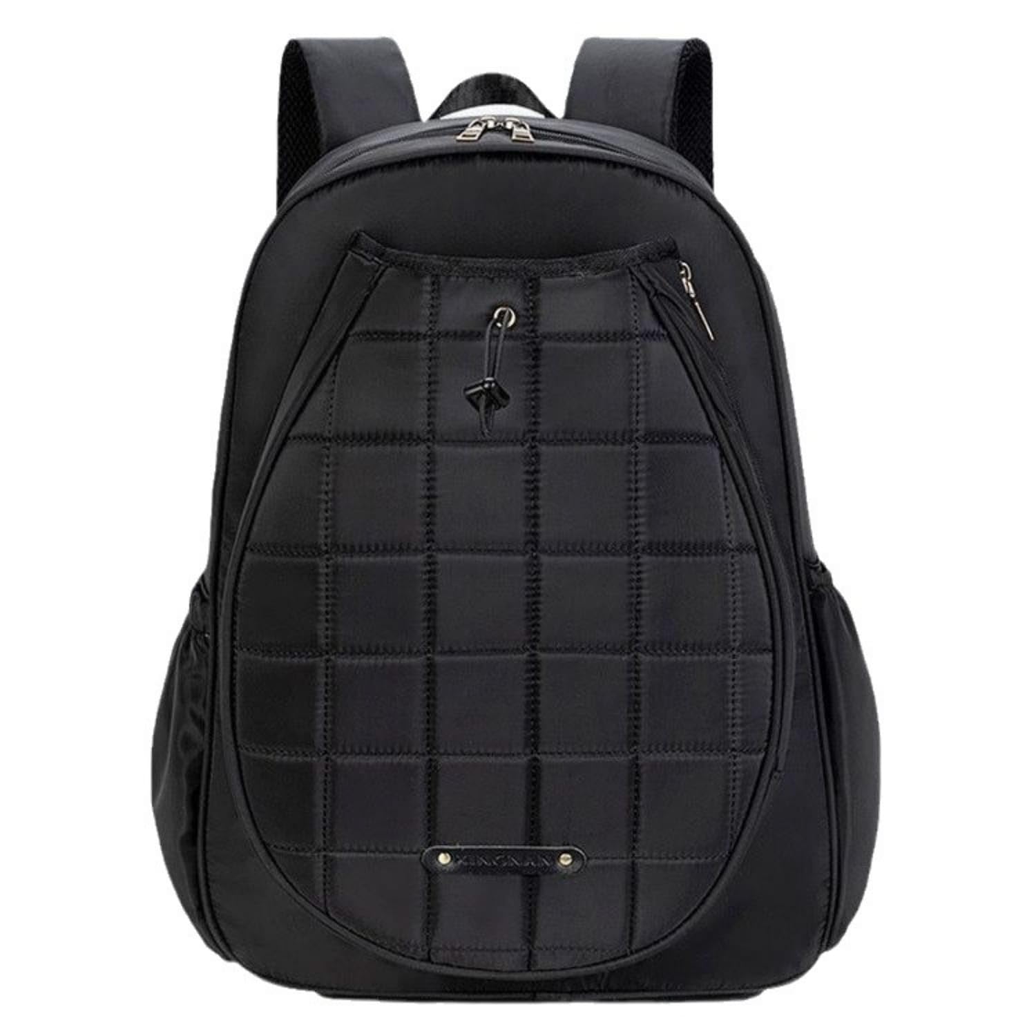 Water-Resistant Backpack Badminton Bag Quilted Black | Storage Carrying Black Backpack-image-37