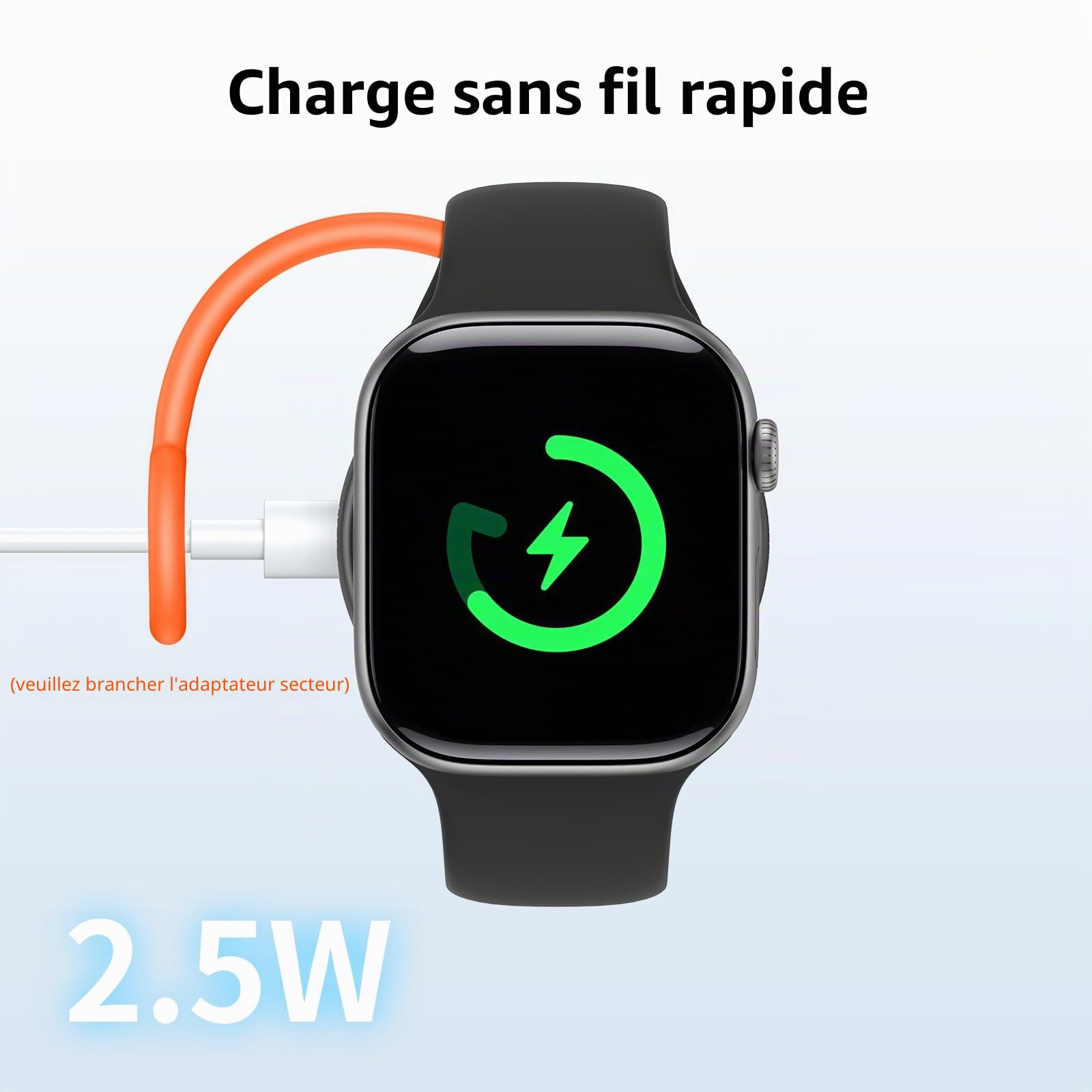 Chargeur Apple Watch sans Fil Double Port (USB-C/Lightning) - Chargeur Magnétique Portable pour iWatch Série 10/9/8/7/6/5/4/3/2/1/SE/Ultra - Compatible avec Toutes Montres Apple Watch