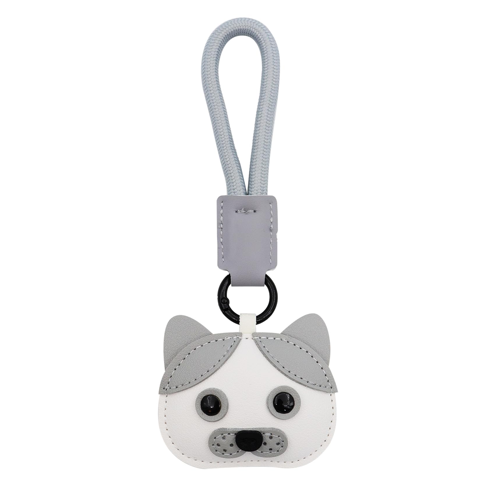 Elechobby Leather Cat Keychain,Kitten Key Ring,Black Cats & Silver Tabby,Cute Cartoon Cat Keychain, Silver Tabby, Medium
