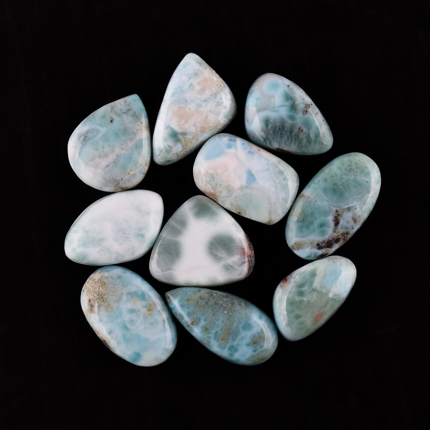 InfinityGemsArt 2pcs Mix Shape Natural Larimar Stone Blue Pectolite, Atlantis, Dolphin Crystals and Gemstones, Cabochon for Jewelry Making, Crystals, Wire Wrapping Wholesale Loose Supply - Image 3