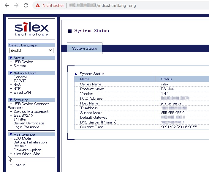 Silex Technology DS600 USB 3.0 Device Server Netzwerk USBServer LAN