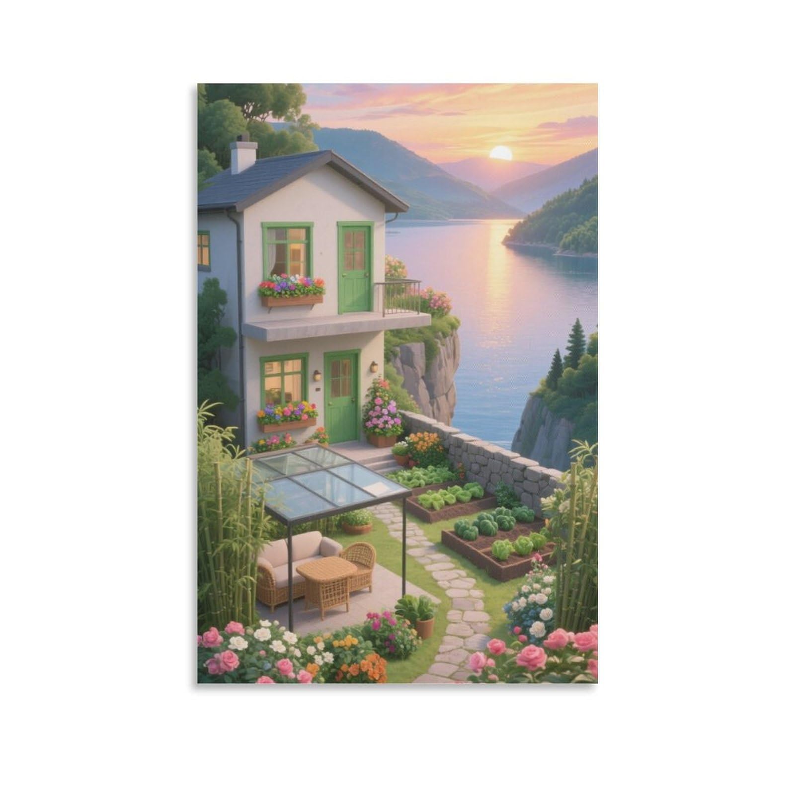 Décoration murale imaginative style campéchois rétro format 16x24inch
