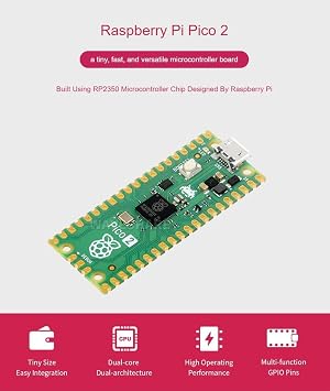 Raspb Pi Pico 2 Microcontroller Board, Based on Official RP2350 Chip, Dual-core & Dual-Architecture Design, Various Development Kit Options (RPi Pico 2)