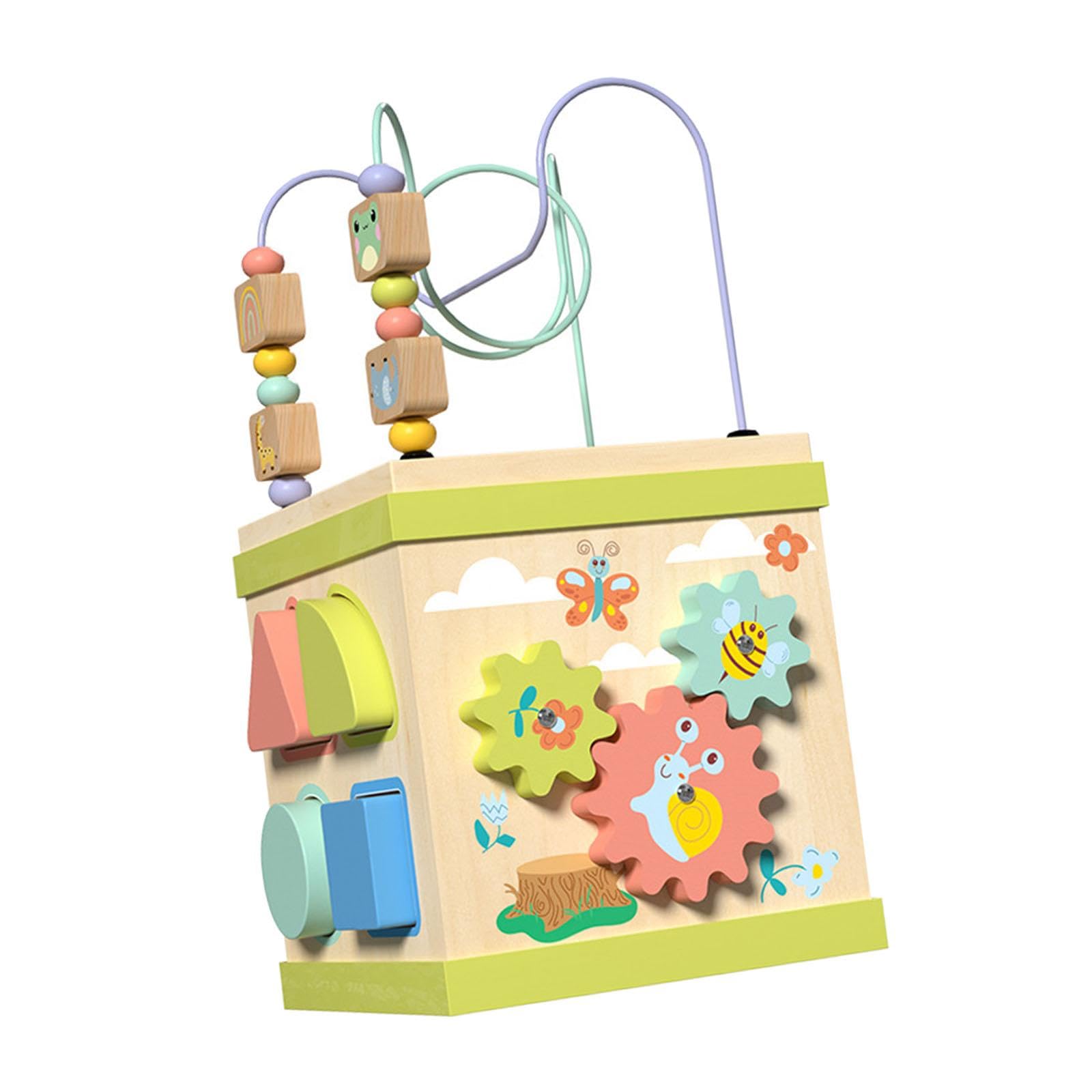 Perfeclan Cubo de Actividades de Madera, clasificador de Formas, Juego de emparejamiento de Formas, Tablero de Actividades Compacto, Juguete Educativo para