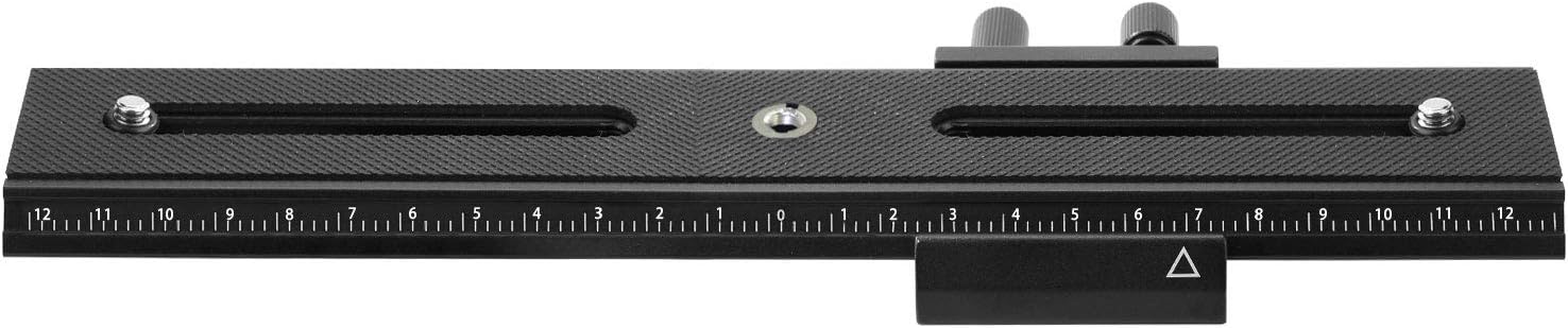 EXMAX 26cm/10.2in 2 Way Macro Shot Focusing Focus Rail Slider 1/4" Quick Screw Release Mount Camera Flash Support Plate with Standard 1/4" Screw