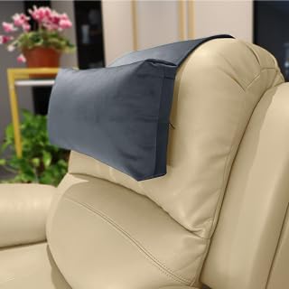 AmazeCov Adjustable Non-Slip Velvet Headrest Pillow for Recliners - Neck Pain Relief & Support Cushion (Gray)
