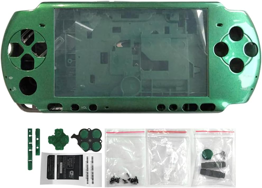 Full Housing Shell Faceplate Case Repair Replacement for Sony PSP 3000 Color Green