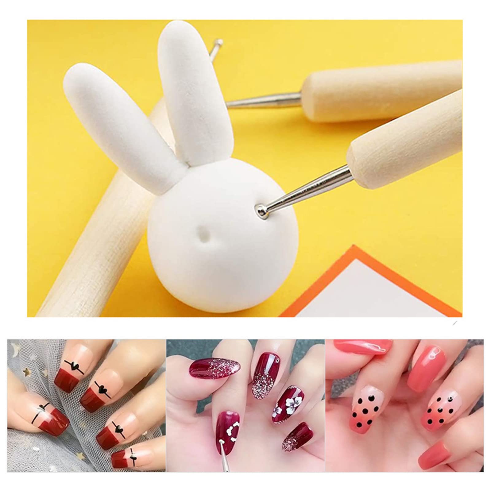 5 Pezzi Penne per Nail Art Attrezzi a Doppia Punta, Pennelli Unghie Doppia Testa, Decorazioni Unghie Penne Dotter