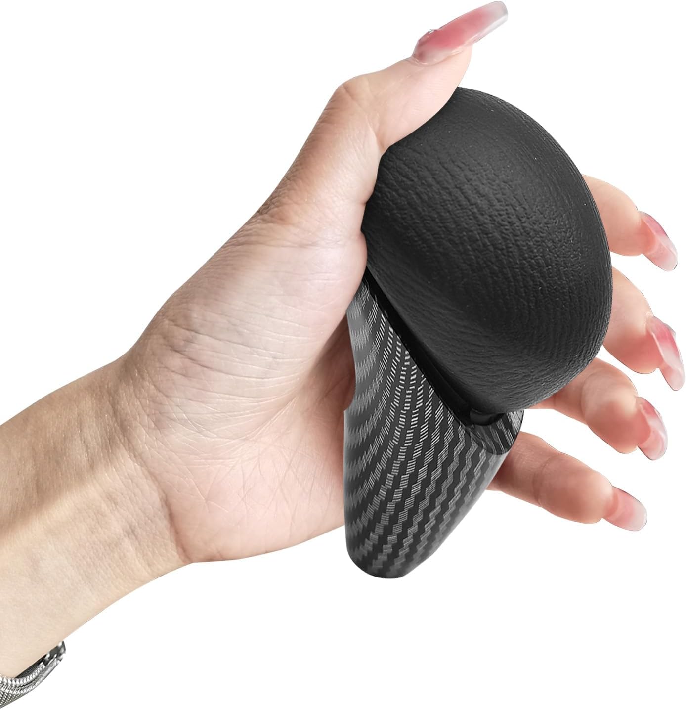 Compatible with Honda Civic 2006-2011 ABS Faux Leather Black Carbon Fiber Pattern Automatic Gear Shift Knob Lever Replace