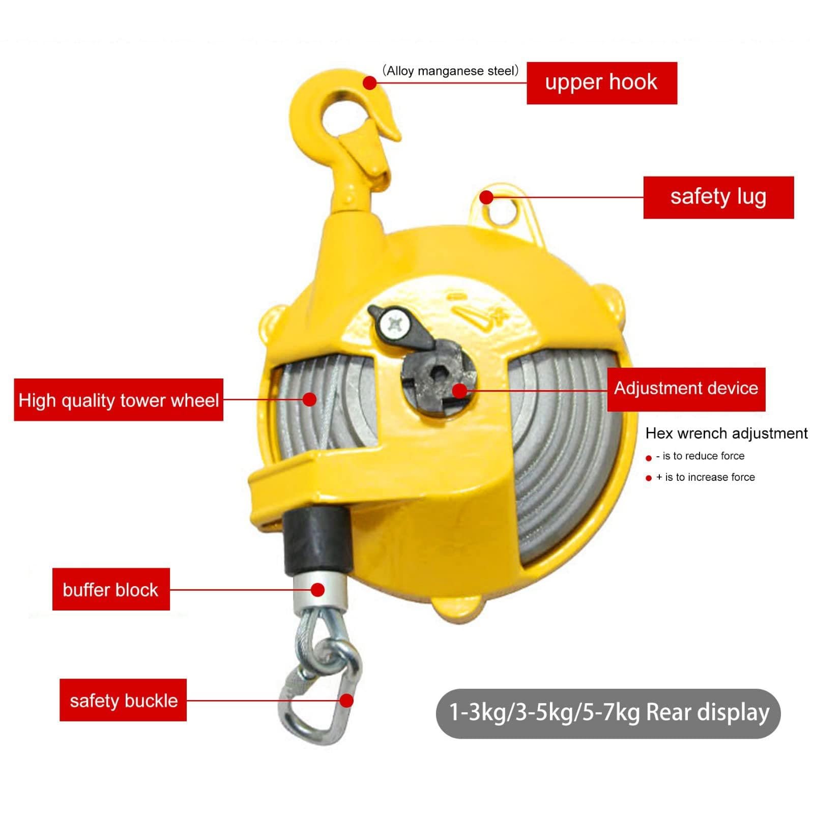 Bilanciatore a molla retrattile con gancio autobloccante, capacità di carico da 1 a 80 kg, strumento professionale per pesare e sollevare