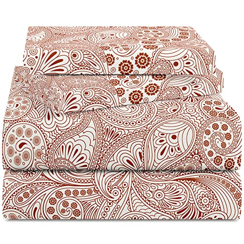 Yiyea Paisley King Size Sheets Set - 1800 Thread Count Brushed Microfiber Paisley Bed Sheets For King Size Bed - Extra Soft, Deep Pocket, Shrinkage And Fade Resistant - 4 Piece Set (King) #TOP7
