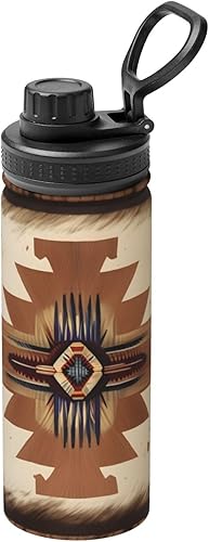 Hervidor de acero inoxidable aislado con patrones nativos americanos  Botella de agua divertida con impresión aislada  Ideal para deportes y viajes