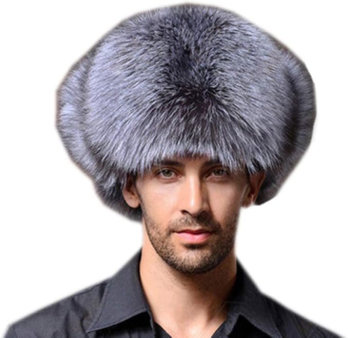 Amazon Echana メンズ 防寒 暖かい ファー ロシア帽 高級感 飛行帽 ふわふわ トラッパーハット 耳あて付き フェイクフォックスファーハット 冬用 グレー ニット 通販