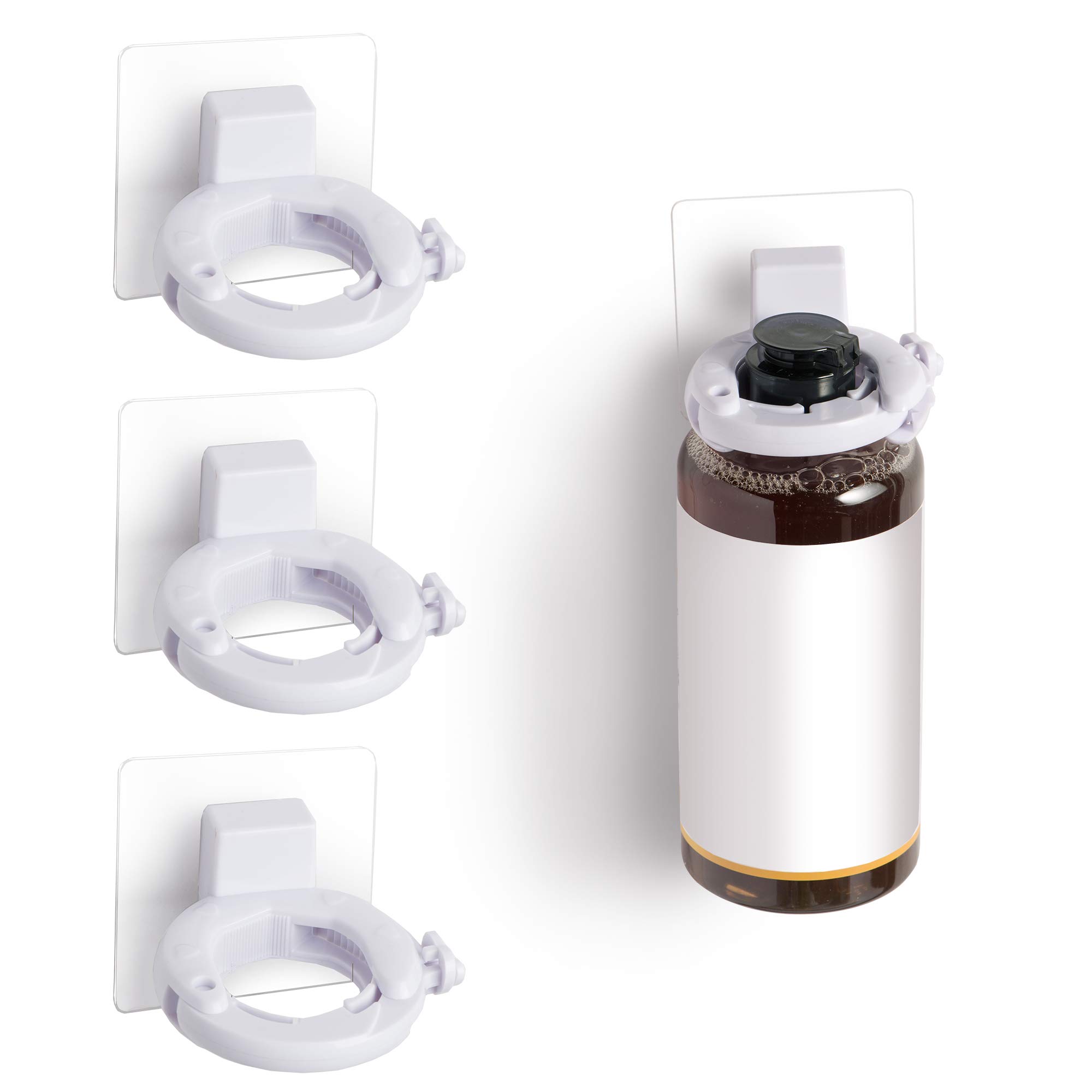 666 Shower Gel Bottle Holder Rack Bracket for Bathroom Wall Self-Adhesive Mounted，Adjustable Shampoo Bottle Rack Shelf ,Hand Sanitizer Bottle Rack Holder-3 Pack