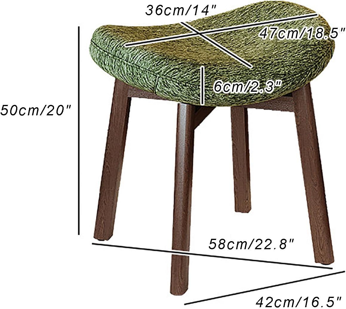 360° Swivel Vanity Stool, Backless Makeup Chair with Saddle Cushion Seat & Solid Wood Legs, Mid-Century Modern Upholstered Dressing Stool for Bedroom, Entryway, Chenille